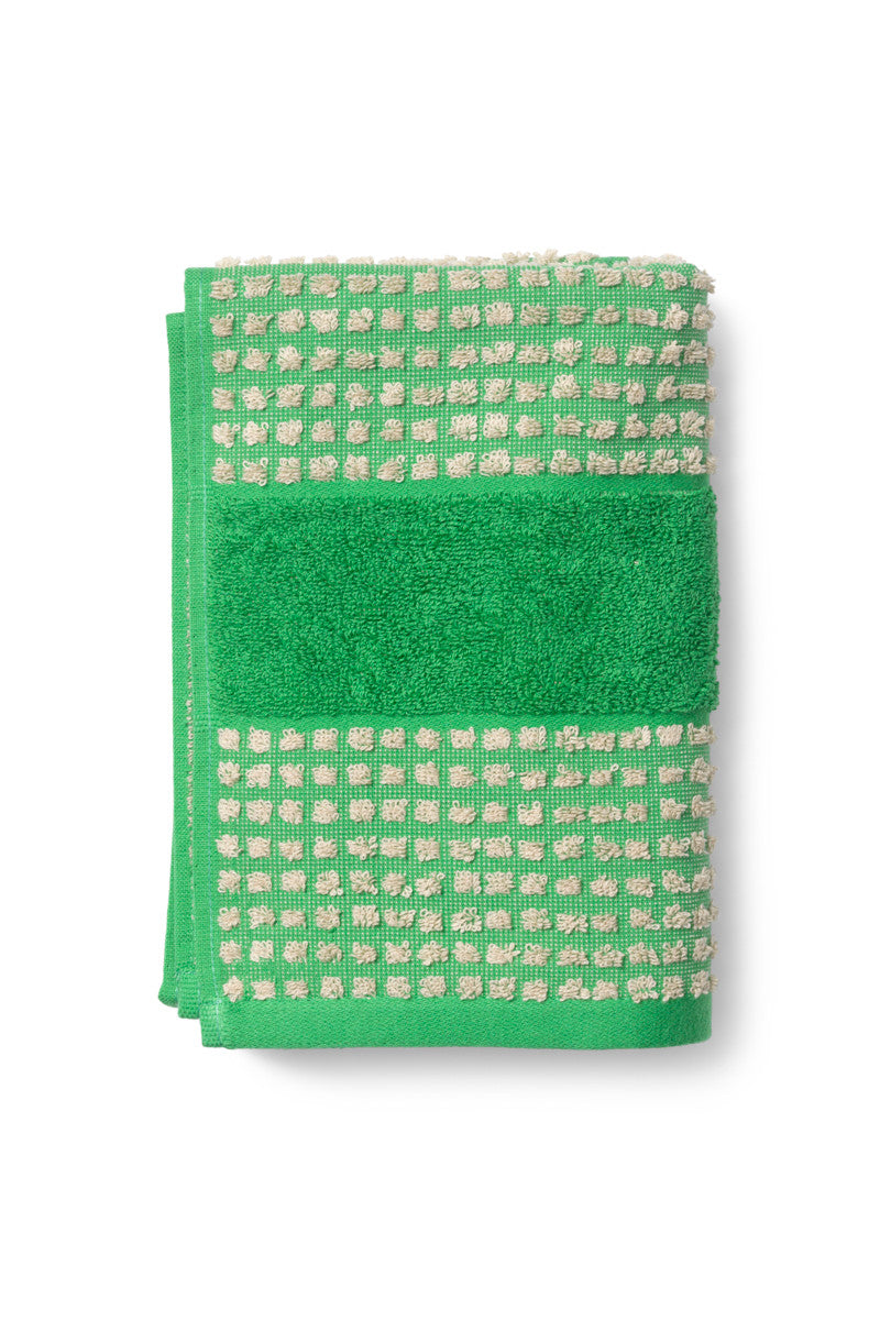 Juna Check Håndklæde grøn/sand 50x100cm