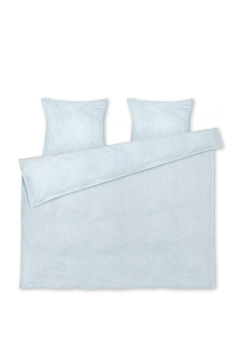 Juna sengetøj Monochrome lines lys blå/hvid 200x220cm