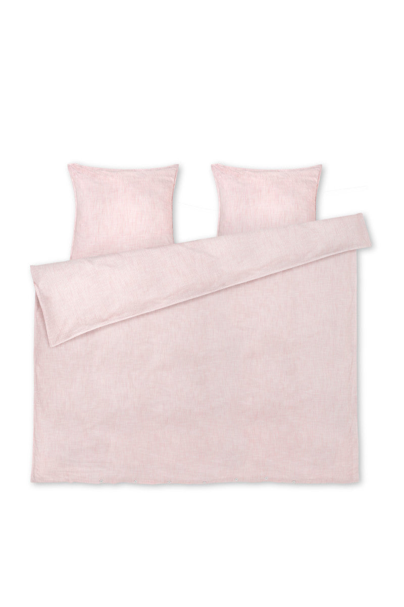 Juna sengetøj Monochrome lines rosa/hvid 200x220cm