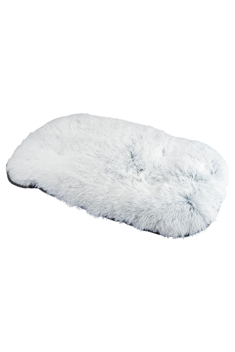 Fluffy oval vendbar hundepude hvid 50x77x5cm