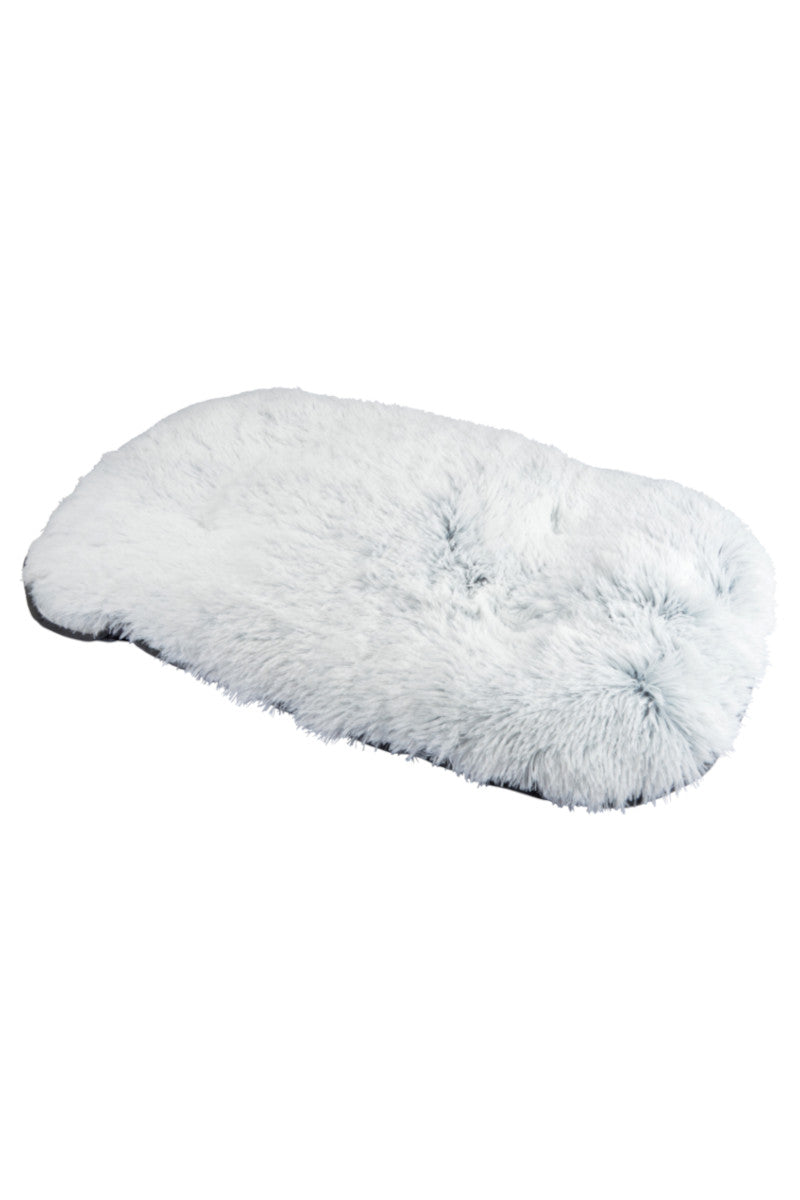 Fluffy oval vendbar hundepude hvid 55x87x5cm